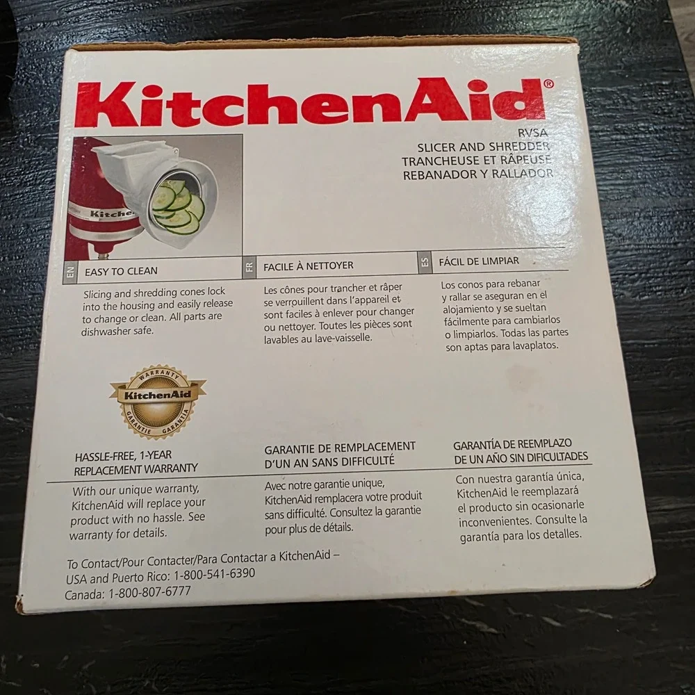 KitchenAid RVSA Slicer and Shredder Stand Mixer Attachment White 4 Cones New